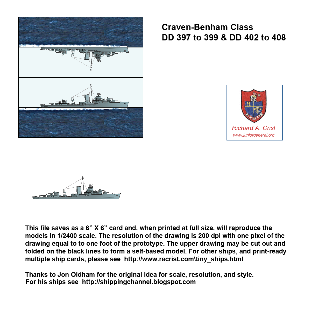 US Craven-Benham Class Destroyer