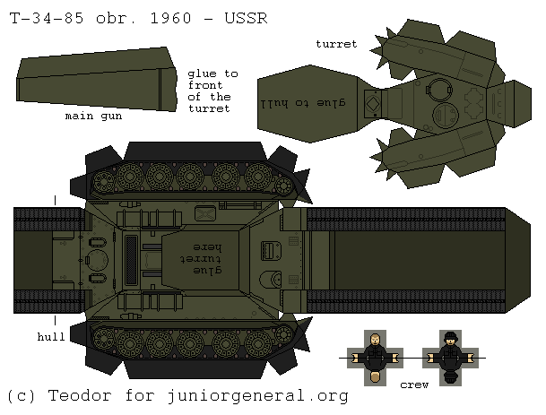 Soviet Union T-34/85 obr. 1960 (3D Fold Up)