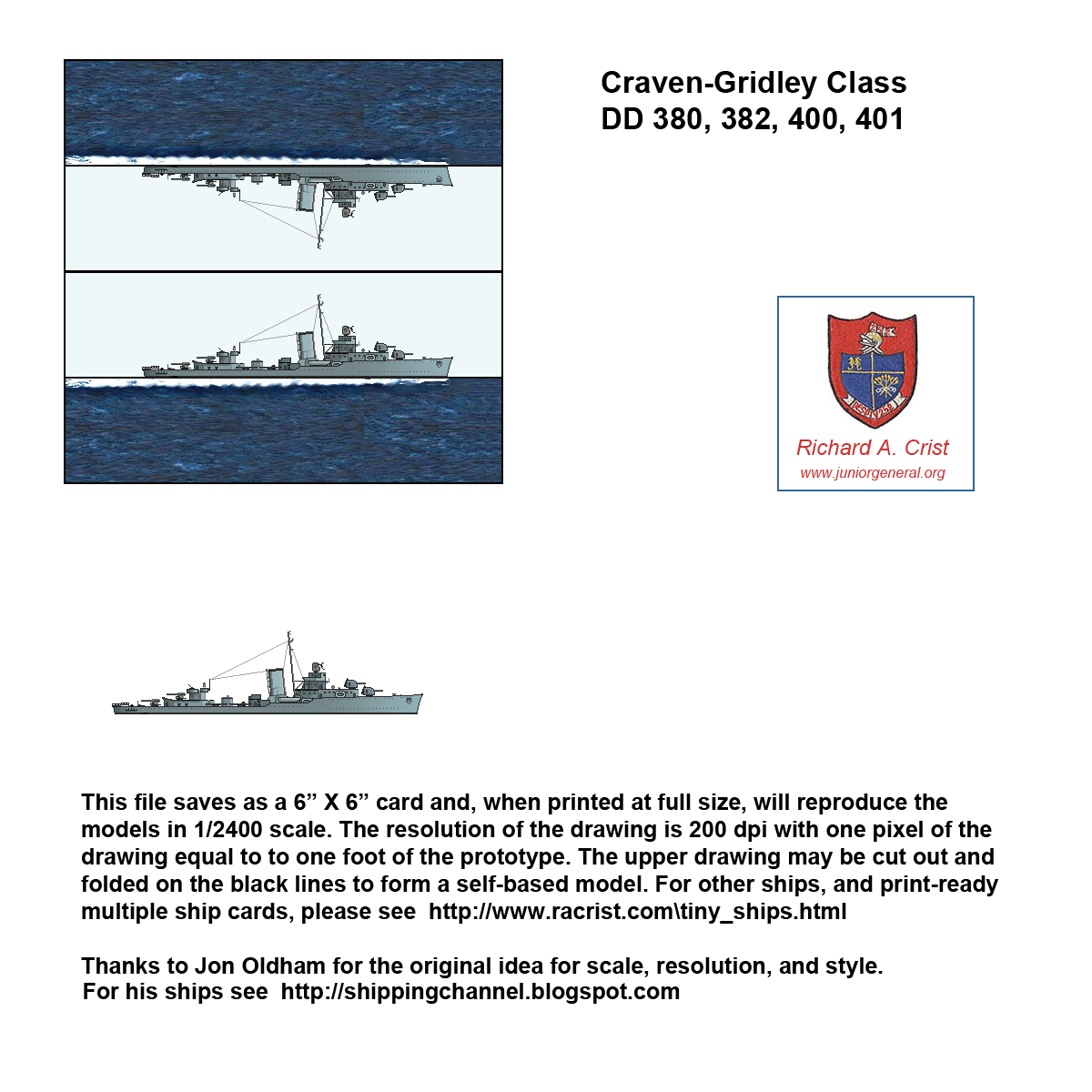 US Craven-Gridley Class Destroyer