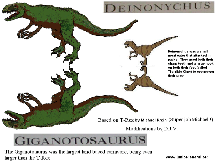 Gigantosaurus and Deinonychus
