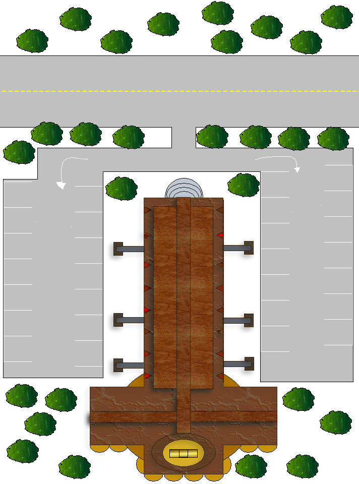 Prefab Church with road and parking light