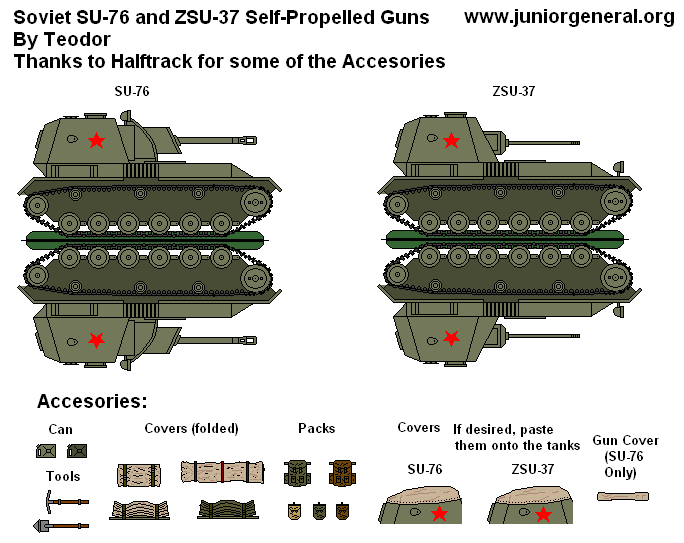 SU-76 and ZSU-37 Self Propelled Guns