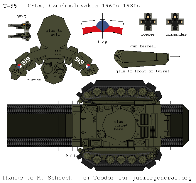 Czechoslovakia T-55 Tank (3-D Fold Up)