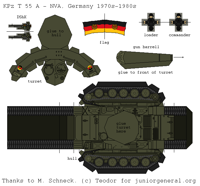 East German T-55A Tank (3-D Fold Up)