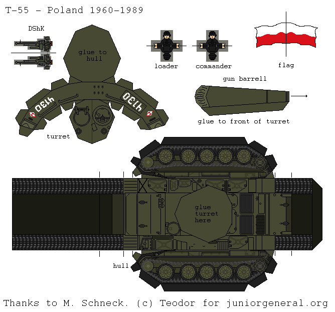 Poland T-55 Tank (3-D Fold Up)