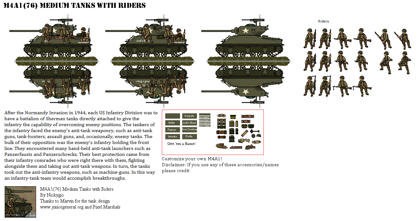 M4A1(76) Medium Tanks with Riders